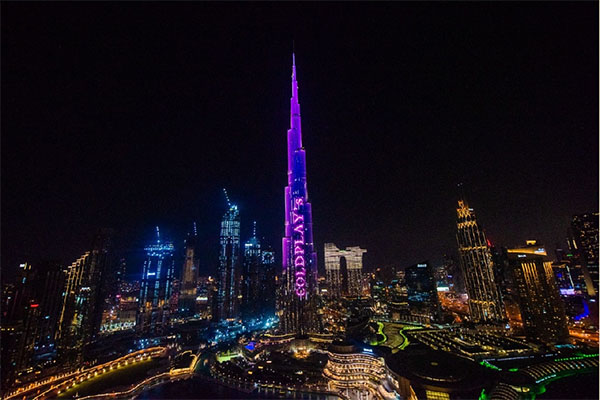 Anghami celebrates Coldplay's new video release on Burj Khalifa