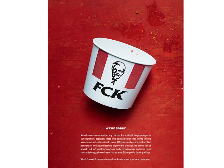 KFC says the F word in full-page print ad