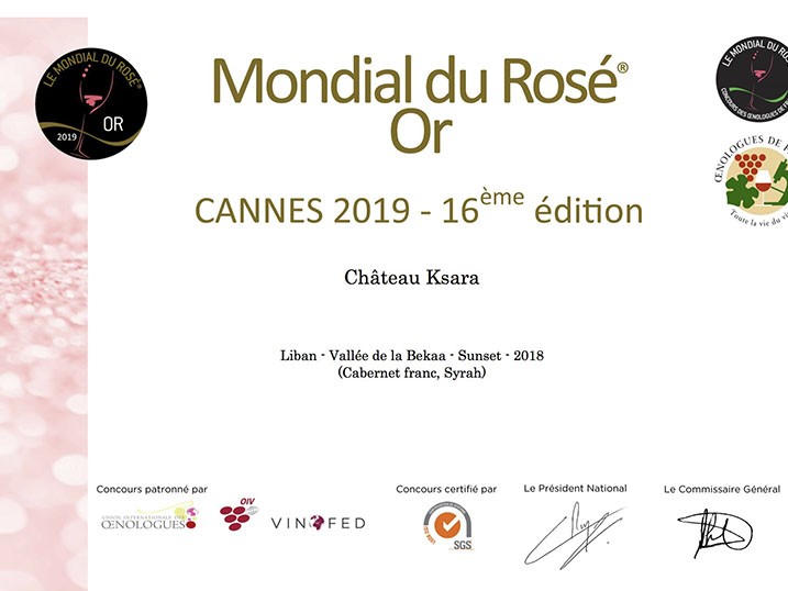 Chateau Ksara Wins Gold in Cannes